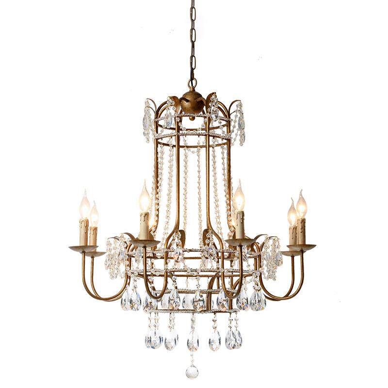 Американская люстра для гостиной, дуплекса, виллы, квартиры, столовой, железное художественное канделябр с хрусталём для лестницы